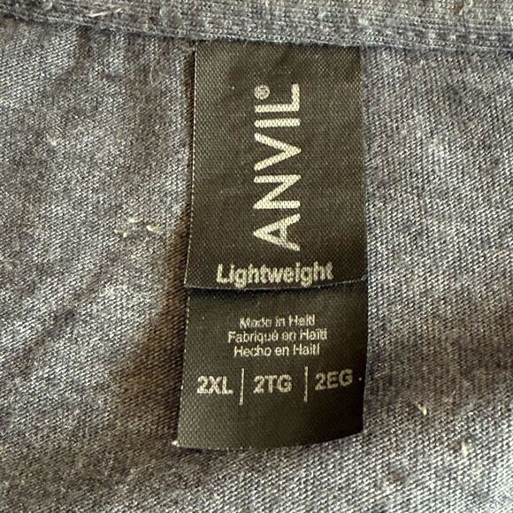 Anvil Lightweight Skull & Crossbones Poker Player Tee Shirt T-Shirt Gray Sz 2XL - Picture 7 of 9